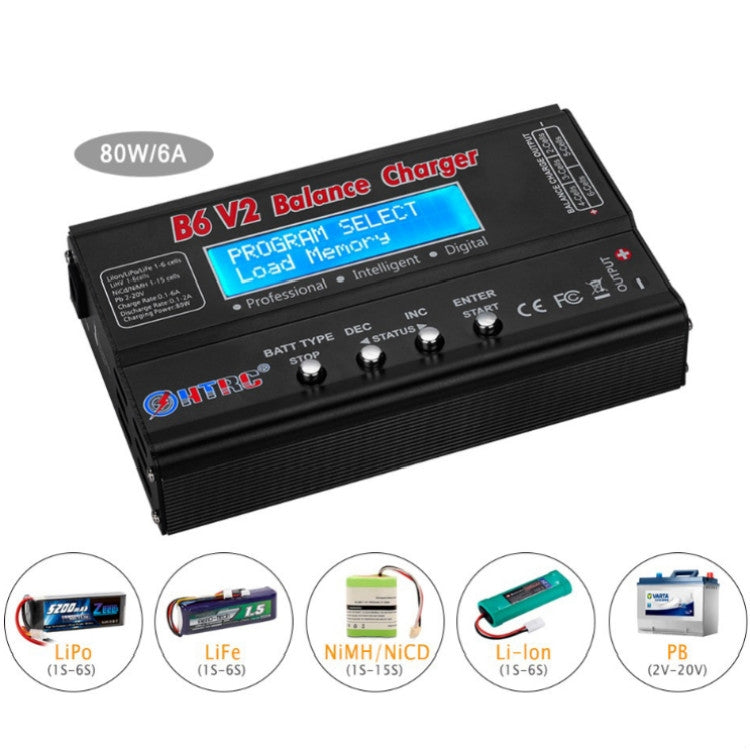 HTRC B6 V2 Balance Charger Intelligent Model Airplane Lithium Battery Charger,, EU Plug, US Plug, UK Plug, AU Plug