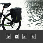 Rhinowalk Bicycle Backpack Full Waterproof Shelf Bag 25L Unilateral Frame Bag Long-distance Travel Bicycle Bag, Black Green, Full Black