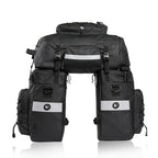 Rhinowalk Three-in-one Multifunctional Bicycle Rear Shelf Pannier Waterproof Long-distance Equipment, Full Black, Black Green