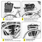 Rhinowalk Three-in-one Multifunctional Bicycle Rear Shelf Pannier Waterproof Long-distance Equipment, Full Black, Black Green
