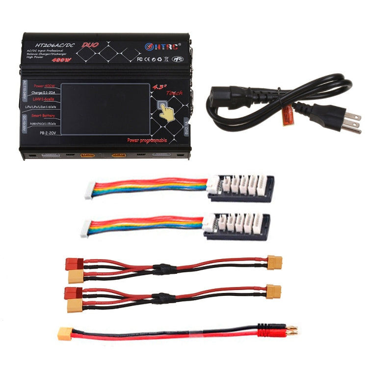 HTRC HT206AC/DC DUO 400W Large Color Screen Touch Dual-way Smart Balance Charger,, EU Plug, US Plug