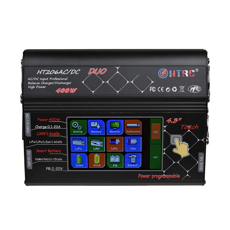 HTRC HT206AC/DC DUO 400W Large Color Screen Touch Dual-way Smart Balance Charger,, EU Plug, US Plug