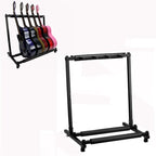 Foldable Long Metal Guitar Display Stand Shelf, Three Racks, Five Racks, Seven Racks, Nine Racks