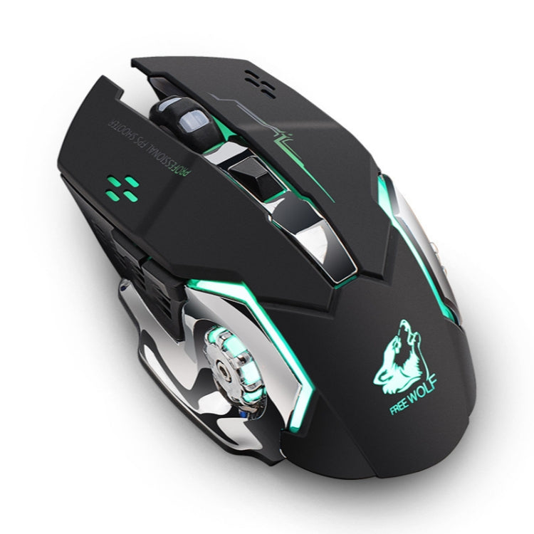 FREEDOM-WOLF X8 2400 DPI 6 Keys 2.4G Wireless Charging Silent Luminous Gaming Mechanical Mouse, X8 White, X8 Black, X8 Metal Grey, X8 Star Black
