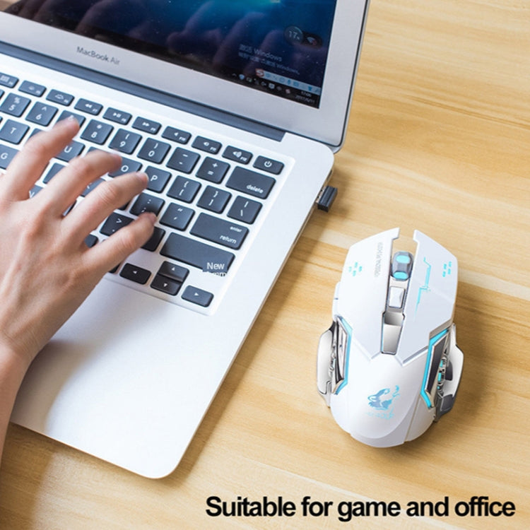 FREEDOM-WOLF X8 2400 DPI 6 Keys 2.4G Wireless Charging Silent Luminous Gaming Mechanical Mouse, X8 White, X8 Black, X8 Metal Grey, X8 Star Black