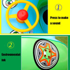 Sunshade and Sunscreen Baby Swimming Ring Car Boat Shape Inflatable Swimming Ring with Horn, Light Blue + Green, Purple+Yellow