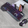 618 Internet Cafe Game Manipulator Keyboard and Mouse Set, Cable Length: 1.6m, Black, Silver White