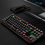 LEAVEN K550 87 Keys Green Shaft Gaming Athletic Office Notebook Punk Mechanical Keyboard, Cable Length: 1.8m, Black, White, Pink, Blue