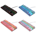 LEAVEN K550 87 Keys Green Shaft Gaming Athletic Office Notebook Punk Mechanical Keyboard, Cable Length: 1.8m, Black, White, Pink, Blue