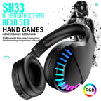 SH33 Bluetooth Wired Dual-mode RGB Headset Mobile Phone Heavy Bass Noise Reduction Gaming Headset, Black, Pink