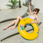 Yellow Letters Inflatable Swimming Ring Thickened PVC Adult Water Ring Floating Ring, 60, 70, 80, 90