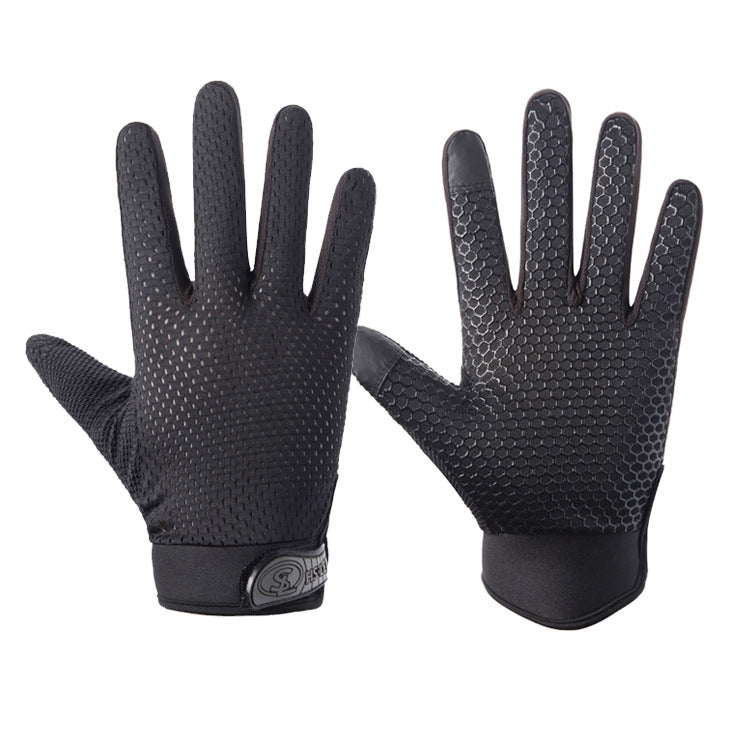 HSLEJP Outdoor Sports Breathable Touch Screen Antiskid Cycling Full Finger Gloves, M, L