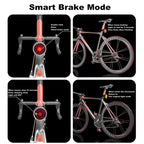 Bicycle Smart Sensor Brake Light USB Tail Light Warning Light, Black, Red, Blue, Titanium, Silver