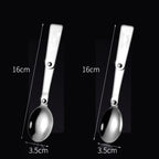 2PCS Stainless Steel Folding Fork Spoon Integrated Dual-use Picnic Portable Tableware, Random Color Delivery, Spoon, Fork