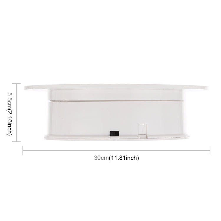 30cm 360 Degree Electric Rotating Turntable Display Stand Video Shooting Props Turntable for Photography, Load 4kg, US Plug(White), 30cm(W)