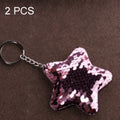 2 PCS Cute Chaveiro Star Keychain Glitter Pompom Sequins Key Chain Gifts for Women Llaveros Mujer Car Bag Accessories Key Ring, Star Shape(Pink), Star Shape(Green), Star Shape(Magenta), Star Shape(Colorful)