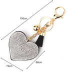 Heart Keychain Leather Tassel Gold Key Holder Metal Crystal Key Chain Keyring Charm Bag Auto Pendant Gift, purple, green, dark blue, lake blue, silver white, watermelon red, light blue, orange, black white, magenta, black gray, yellow, light red, red  ...