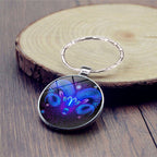 Zodiac Sign Keychain 12 Constellation Pendant Single Face Keyring