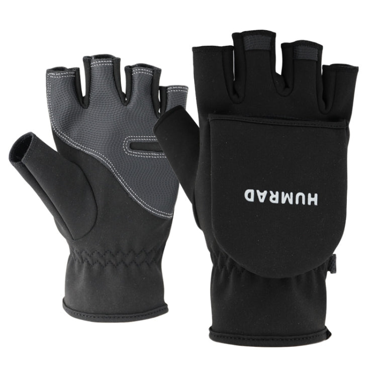 HUMRAO Winter Half-Finger Flip Cover Warm Gloves For Outdoor Sports Skiing And Cycling, L, XL