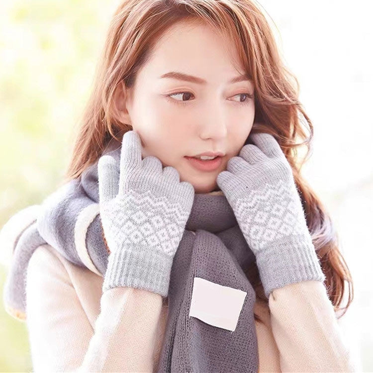 Winter Touch Screen Gloves Women Men Warm Stretch Knit Mittens Imitation Wool Thicken Full Finger Gloves, White, Grey, Black, Yellow, Navy Blue, Kids White, Kids Black, A-Navy Blue, A-Black, A-White, A-Grey, B-Grey, B-Blue, C-Yellow, C-Blue, C-Purple  ...