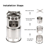 Outdoor Hiking Camping Wood Stove Set With Cutlery