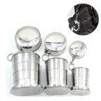 Stainless Steel Camping Folding Cup Traveling Outdoor Camping Hiking Mug Portable Collapsible Cup, S 60ML, M 150ML, L 250ML