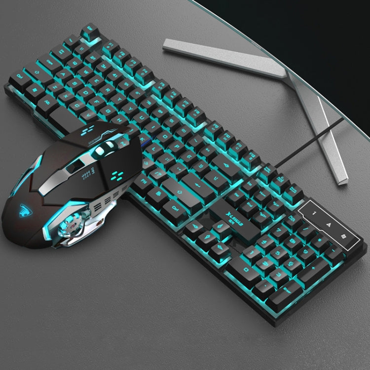 X-L SWAB GX50 Computer Manipulator Feel Wired Keyboard + Macro Programming Mouse, Color：, Black No Light + Gaming Mouse, Black Ice Blue, White Mixed Light, Black Mixed Light