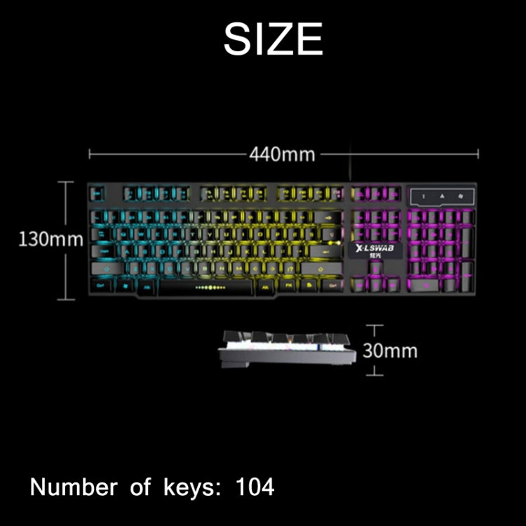 X-L SWAB GX50 Computer Manipulator Feel Wired Keyboard + Macro Programming Mouse, Color：, Black No Light + Gaming Mouse, Black Ice Blue, White Mixed Light, Black Mixed Light