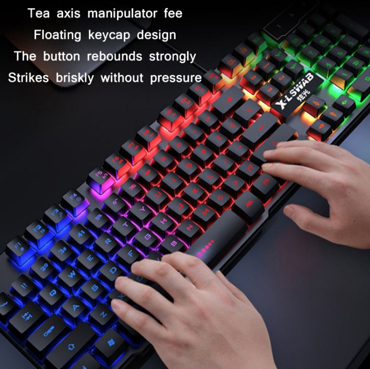 X-L SWAB GX50 Computer Manipulator Feel Wired Keyboard + Macro Programming Mouse, Color：, Black No Light + Gaming Mouse, Black Ice Blue, White Mixed Light, Black Mixed Light