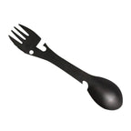 2 PCS  5 in 1 Multi-functional Outdoor Tools Stainless Steel Camping Survival EDC Kit Practical Fork Knife Spoon Bottle/Can Opener