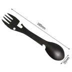 2 PCS  5 in 1 Multi-functional Outdoor Tools Stainless Steel Camping Survival EDC Kit Practical Fork Knife Spoon Bottle/Can Opener