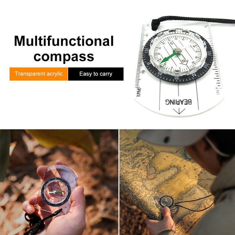 Professional Mini Compass Map Scale Ruler Multifunctional Equipment Outdoor Hiking Camping Survival, Mini