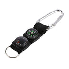 3 in 1 Camping Climbing Hiking Mini Carabiner with Keychain Compass Thermometer Hanger Key Ring Black, 3 in 1