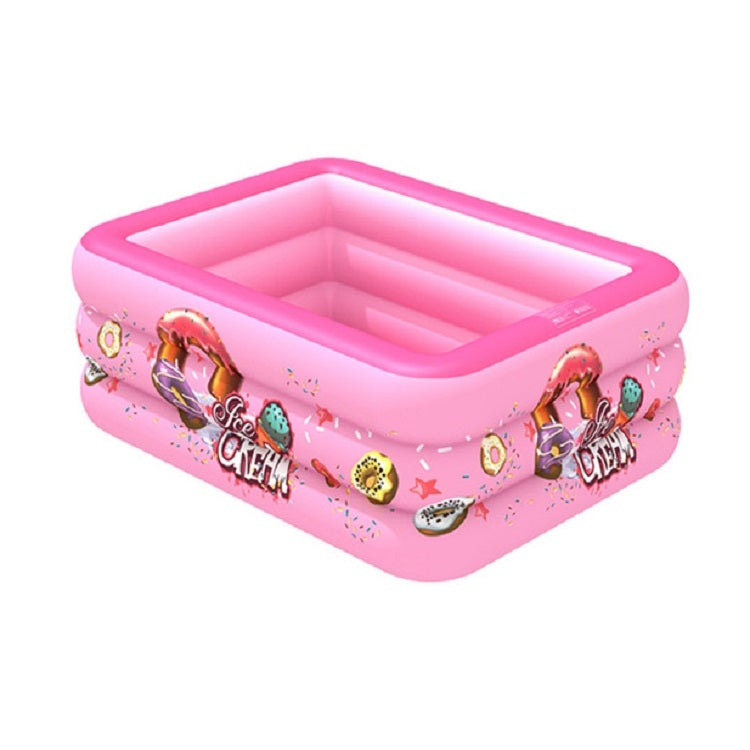 Household Indoor and Outdoor Ice Cream Pattern Children Square Inflatable Swimming Pool, 130 x 85 x 50cm Pink, 150 x 110 x 50cm Pink, 180 x 130 x 55cm Pink, 210 x 135 x 55cm Pink, 130 x 85 x 50cm Blue, 150 x 110 x 50cm Blue, 180 x 130 x 55cm Blue      ...