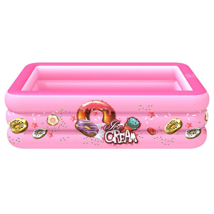 Household Indoor and Outdoor Ice Cream Pattern Children Square Inflatable Swimming Pool, 130 x 85 x 50cm Pink, 150 x 110 x 50cm Pink, 180 x 130 x 55cm Pink, 210 x 135 x 55cm Pink, 130 x 85 x 50cm Blue, 150 x 110 x 50cm Blue, 180 x 130 x 55cm Blue      ...