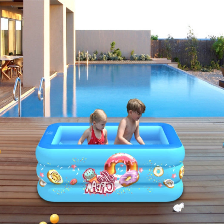Household Indoor and Outdoor Ice Cream Pattern Children Square Inflatable Swimming Pool, 130 x 85 x 50cm Pink, 150 x 110 x 50cm Pink, 180 x 130 x 55cm Pink, 210 x 135 x 55cm Pink, 130 x 85 x 50cm Blue, 150 x 110 x 50cm Blue, 180 x 130 x 55cm Blue      ...