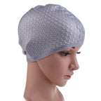 Silicone Waterproof Swimming Caps Protect Ears Long Hair Sports Swimming Cap for Adults, Silicone Long Hair Swimming Cap(Black), Silicone Long Hair Swimming Cap(Dark Blue), Silicone Long Hair Swimming Cap(Light Blue)                                    ...