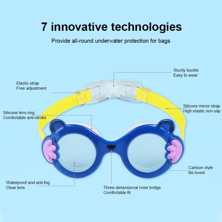 JIEHU JH8560 Children Waterproof and Anti-fog Cartoon Cat Shape Swimming Goggles, JH8560 (Blue Yellow), JH8560 (Green), JH8560 (Red Blue), JH8560 (Purple)
