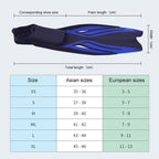 Swimming Free Diving Fins Silicone Flippers Diving Equipment, XS（35-36）, S（37-38）, M（39-40）, M / L（41-42）, L（43-44）, XL（45-46）
