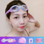 JIEHU JH8102 4 in1 Women HD Transparent Anti-fog Waterproof Swimming Glasses Swimming Cap Set, JIEHU JH8102 (Purple Color), JIEHU JH8102 (Pink), JIEHU JH8102 (Blue Color), JIEHU JH8102 (Blue), JIEHU JH8102 (Black)