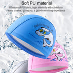 Children Swimming Cap PU Printed Cute Dolphin Pattern Elastic Swimming Cap, Children PU Swimming Cap (Dark Blue), Children PU Swimming Cap (Pink), Children PU Swimming Cap (Sky Blue), Children PU Swimming Cap (Silver Grey)