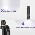 Q222 Portable 4-Section Folding Legs Aluminum Alloy Tripod Mount Monopod Holder with Ball Heads