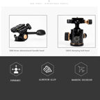 Q338 4-Section Folding Legs Live Broadcast Aluminum Alloy Tripod Mount, Q338With Three-dimensional Head, Q338 With Ball Head