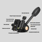 Q08 Three-Dimensional Damping 360 Degree Panorama Scale Leveling Metal Tripod Heads, Q08