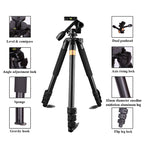 Q620 4-Section Folding Legs Heavy Duty Aluminum Alloy Tripod With Three-Dimensional Damping Tripod Heads, Q620