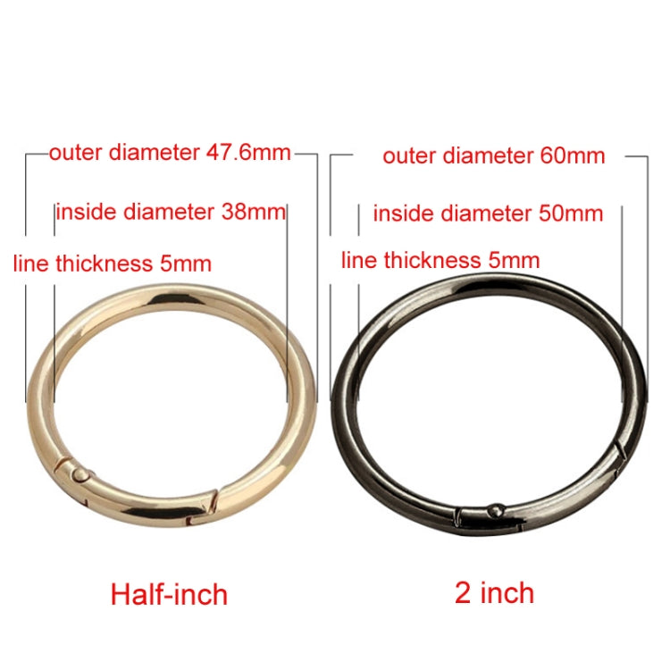 10pcs Zinc Alloy Spring Ring Metal Open Bag Webbing Keychain, 2 inch Light Gold, 2 inch Black, 2 inch Silver, Half-inch Light Gold, Half-inch Black, Half-inch Silver