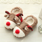 Elk Slippers Cute Thick-Soled With Heel Cotton Slippers Autumn And Winter Cotton Slippers, Brown