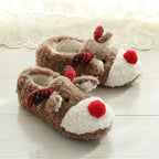 Elk Slippers Cute Thick-Soled With Heel Cotton Slippers Autumn And Winter Cotton Slippers, Brown
