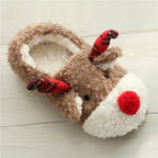 Elk Slippers Cute Thick-Soled With Heel Cotton Slippers Autumn And Winter Cotton Slippers, Brown