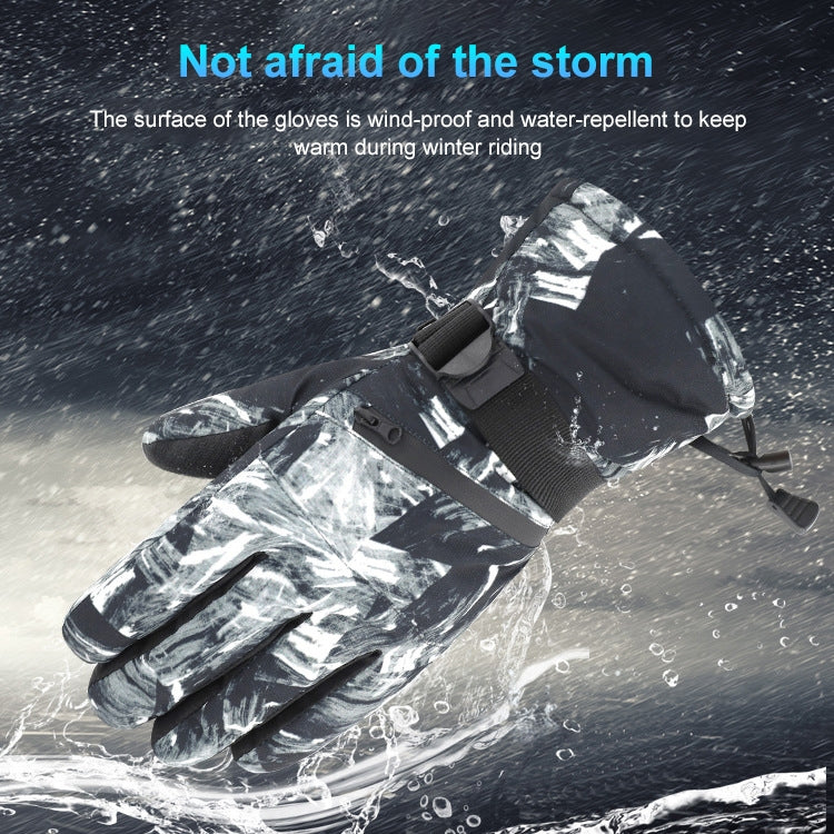 Winter Thermal Ski Gloves Outdoor Waterproof Velvet Gloves Thickening Touch Screen Motorcycle Gloves, M, L, XL